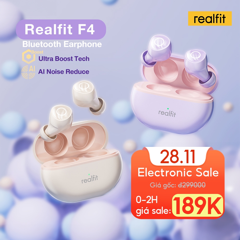 Tai Nghe Bluetooth Realfit F4 Tai Nghe Thể Thao Khử Tiếng Ồn -38db 360° Âm Thanh Không Gian Bass Tốt | BigBuy360 - bigbuy360.vn