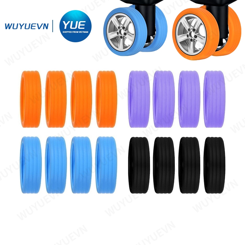 Bộ 8 miếng bọc bánh xe hành lý: miếng bọc bánh xe bằng silicon giảm tiếng ồn, có nhiều màu sắc.