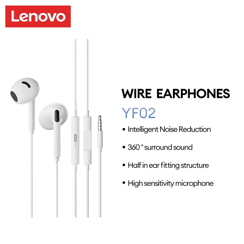 Tai nghe có dây Lenovo YF02 Chất lượng âm thanh độ nét cao Hiệu ứng giảm tiếng ồn thông minh Micro có độ nhạy cao Trò chơi thể thao điện tử Cuộc gọi HD không có độ trễ cảm biến