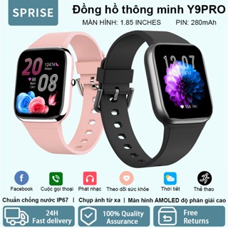  Đồng Hồ Thông Minh SPRISE Y9 Cao Cấp Bluetooth Đa Năng Nhịp Tim Thể Dục Dây Đeo Tay Theo Dõi Giấc Ngủ Nhắc Nhở IP67 Chống Thấm Nước Nam Nữ 