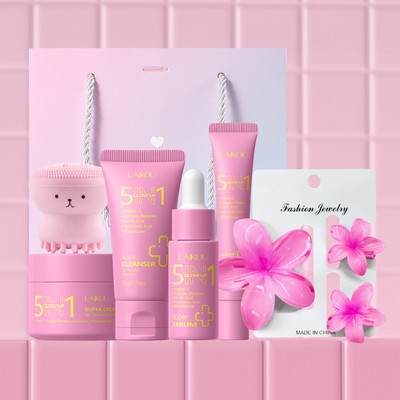 LAIKOU 5in1 Glow Up Skincare Set dành cho nữ Chăm sóc da Da rạng rỡ Công thức mềm & không mùi mận