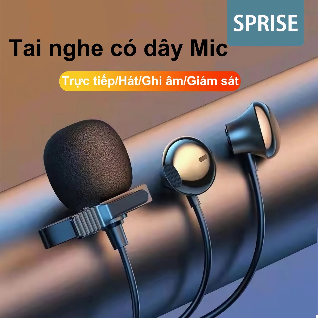 SPRISE K10 Bass Có Dây Tai Nghe Có Lavalier Mic Khử Tiếng Ồn HiFi Live Tai Nghe Tai Nghe Tai Nghe Đa Năng 3.5mm / TypeC