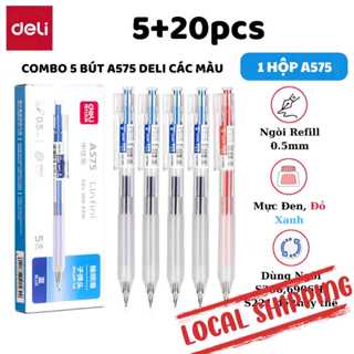  Combo Hộp 5 Bút A575 Deli Mực Gel 0.5mm Ngòi Refill ST Ruột Bút Thay Thế Các Loại 
