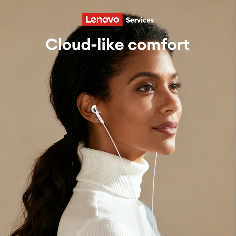 Tai nghe có dây Lenovo YF02 và tai nghe bán tai với trình điều khiển âm trầm 13mm và micrô HD cộng với cáp miễn phí rối | BigBuy360 - bigbuy360.vn
