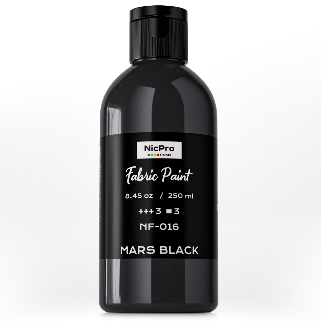 Sơn vải đen Nicpro cho đồ nội thất, 8,45 oz (250 ml) Sơn vải cho quần áo Vĩnh viễn, Sắc tố mềm mại S