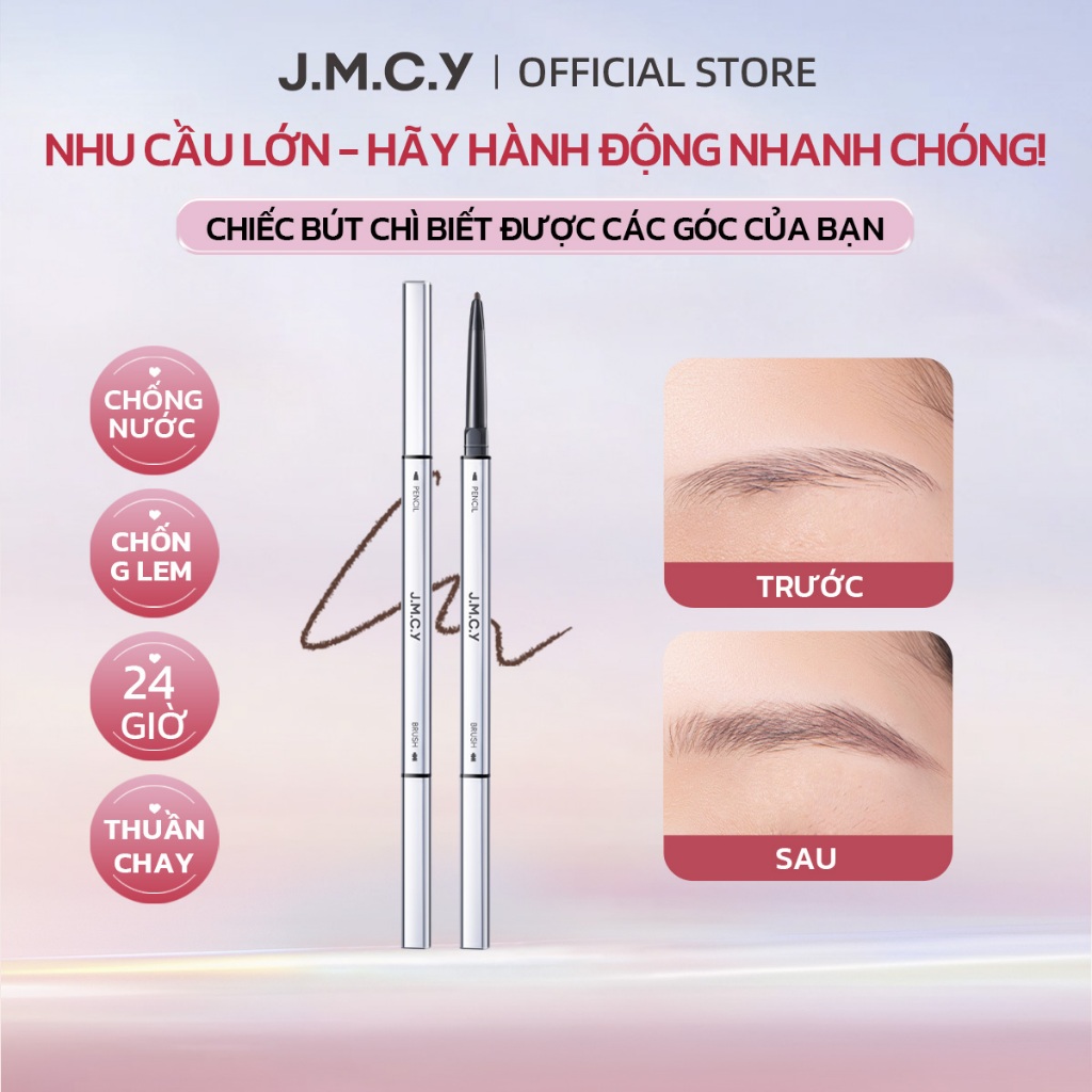 [Mua Một Tặng Một] JMCY Chì Kẻ Lông Mày Hai Đầu Chống Thấm Nước Lâu Trôi Đầu Chì Siêu Mịn Kèm Cọ Màu
