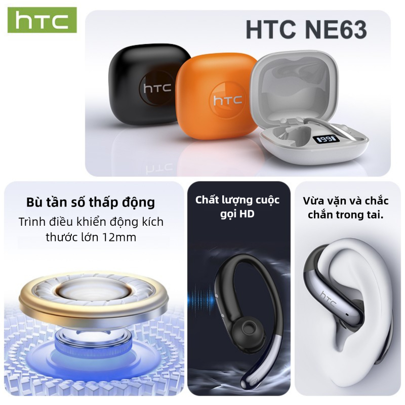 HTC NE63 Tai nghe dịch thuật AI Hỗ trợ dịch thuật theo thời gian thực Bluetooth 6.0 Âm thanh nổi HiFi Khả năng chống nước IPX5 Microphone chống ồn tối ưu hóa ASMR | BigBuy360 - bigbuy360.vn