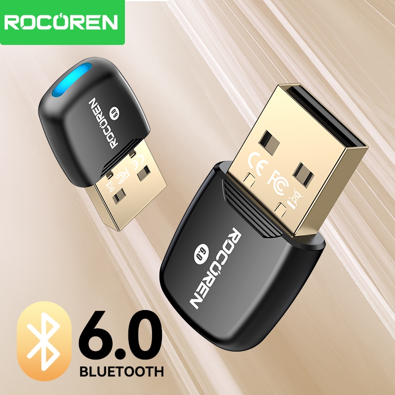 Bộ chuyển đổi Bluetooth USB Rocoren 6.0 5.4 Dongle cho PC Windows 11 10 8.1 Bộ thu và phát Bluetooth