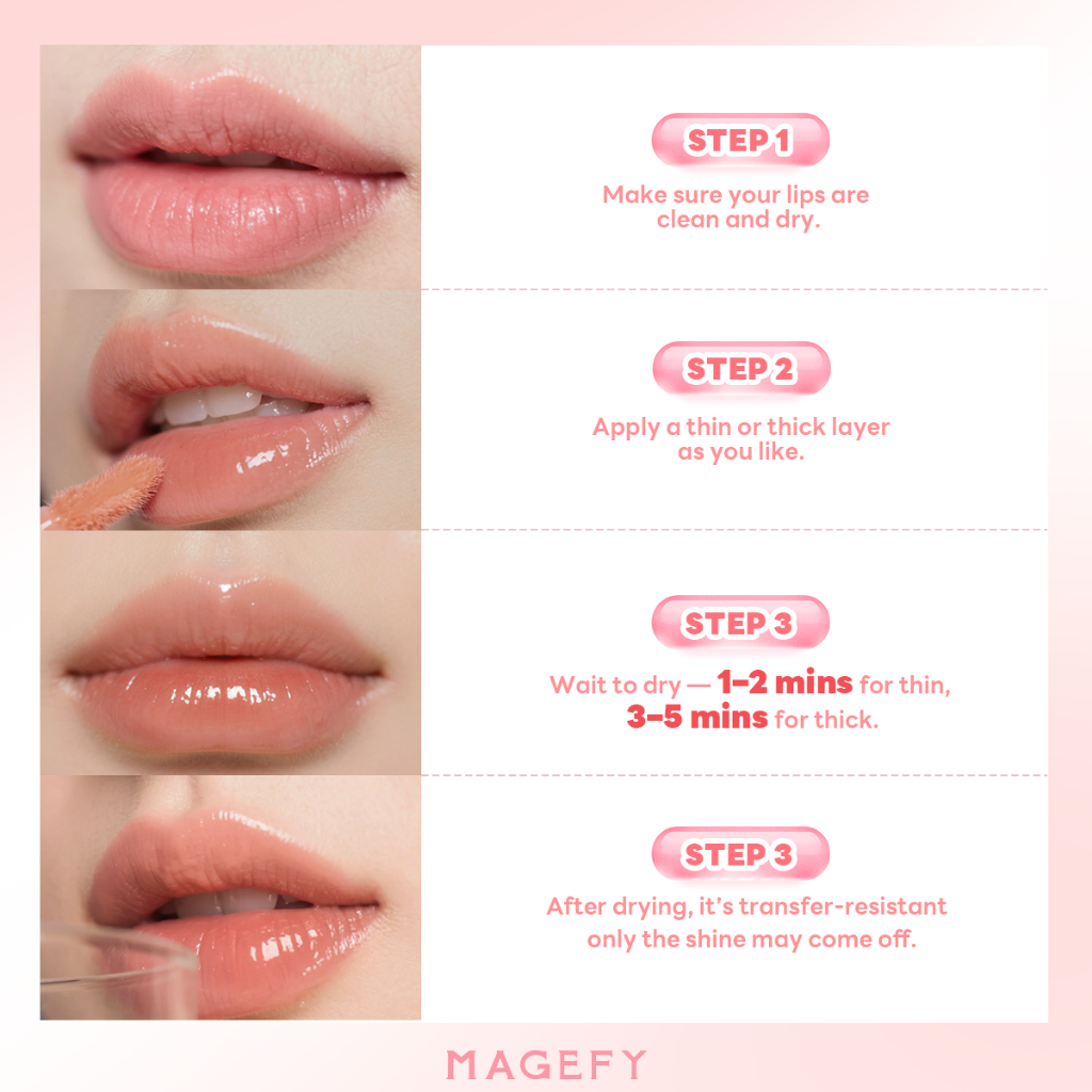MAGEFY Son Tint Watery Glow Hiệu Ứng Mặt Gương, Dưỡng Ẩm 12H  KHÔNG DÍNH CỐC MF-L02 | BigBuy360 - bigbuy360.vn