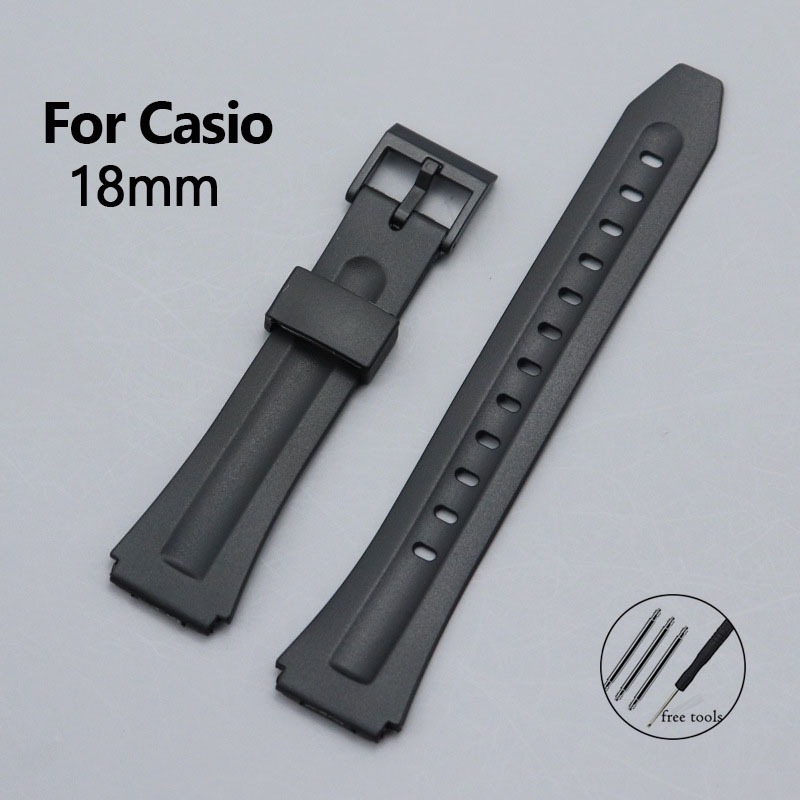 Dây đeo đồng hồ bằng nhựa PU 18mm cho Casio F-201W F201W F91W DB-36 WS-300 Dây đeo đồng hồ kỹ thuật 
