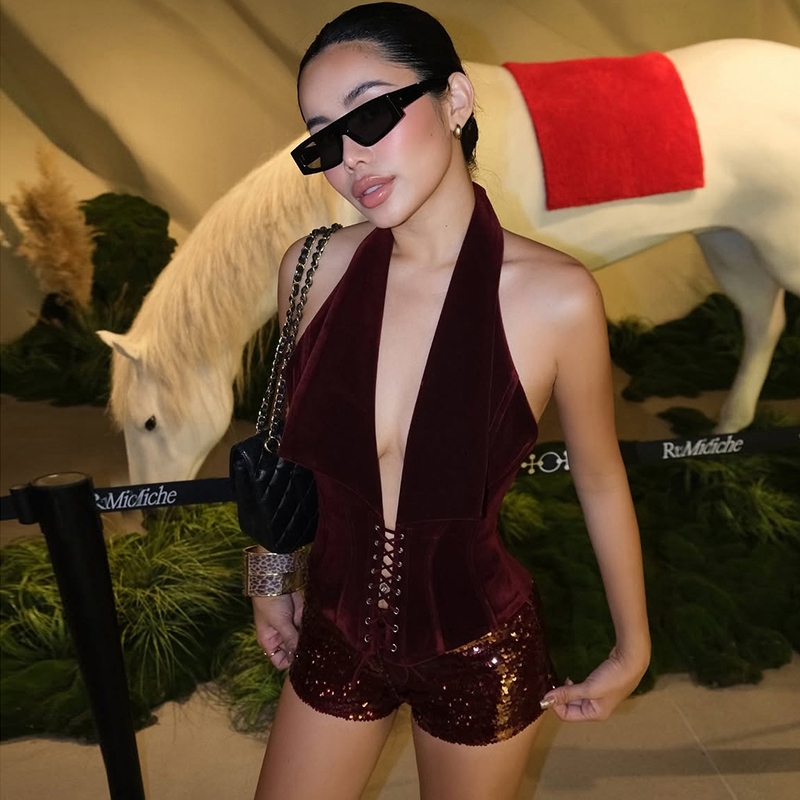 Cutenew Coquette Gợi Cảm 2 Bộ Nữ Dây Lưng Shirring Tank Top Sequin Xe Đạp Xu Hướng Ngắn Nửa Đêm Đảng Dạo Phố | BigBuy360 - bigbuy360.vn