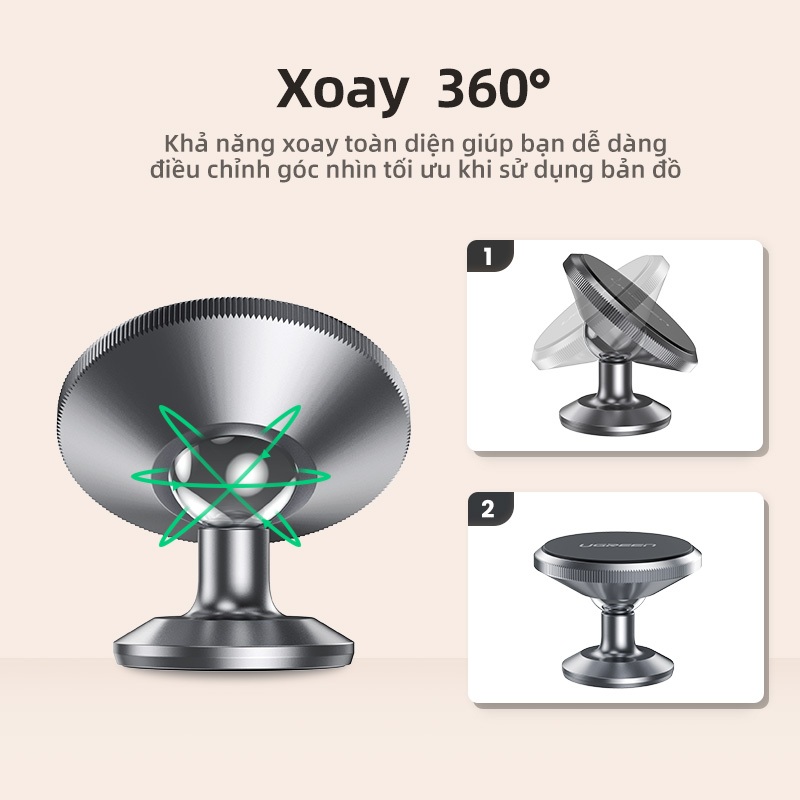 Giá đỡ điện thoại từ tính trên xe UGREEN có nam châm xoay 360°, kích thước mini, tiện dụng cao cấp, cho iPhone 17/16/15/14 Pro max, Samsung S26/25/S24 Ultra | BigBuy360 - bigbuy360.vn