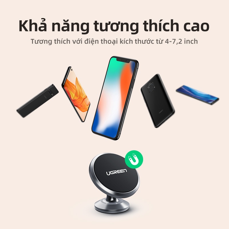 Giá đỡ điện thoại từ tính trên xe UGREEN có nam châm xoay 360°, kích thước mini, tiện dụng cao cấp, cho iPhone 17/16/15/14 Pro max, Samsung S26/25/S24 Ultra | BigBuy360 - bigbuy360.vn