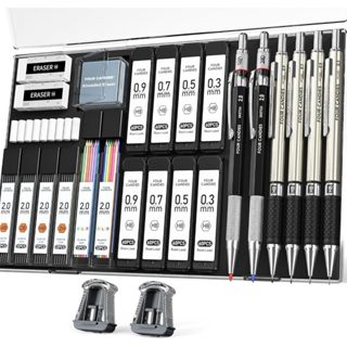 【4.4】Four Candies Bộ bút chì cơ khí nghệ thuật quà tặng cho trẻ em chuyên dụng cho kỳ thi cỡ ngòi 0.5 0.7 0.9mm (HB 2H 2B 4B) ruột chì than chì thay thế cho vẽ và phác thảo