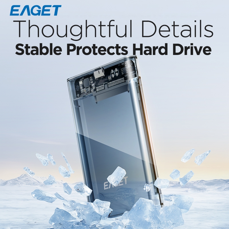 EAGET E15 2.5 inch SATA SSD & HDD Vỏ di động trong suốt có màn hình đèn thông minh (5Gbps) | BigBuy360 - bigbuy360.vn