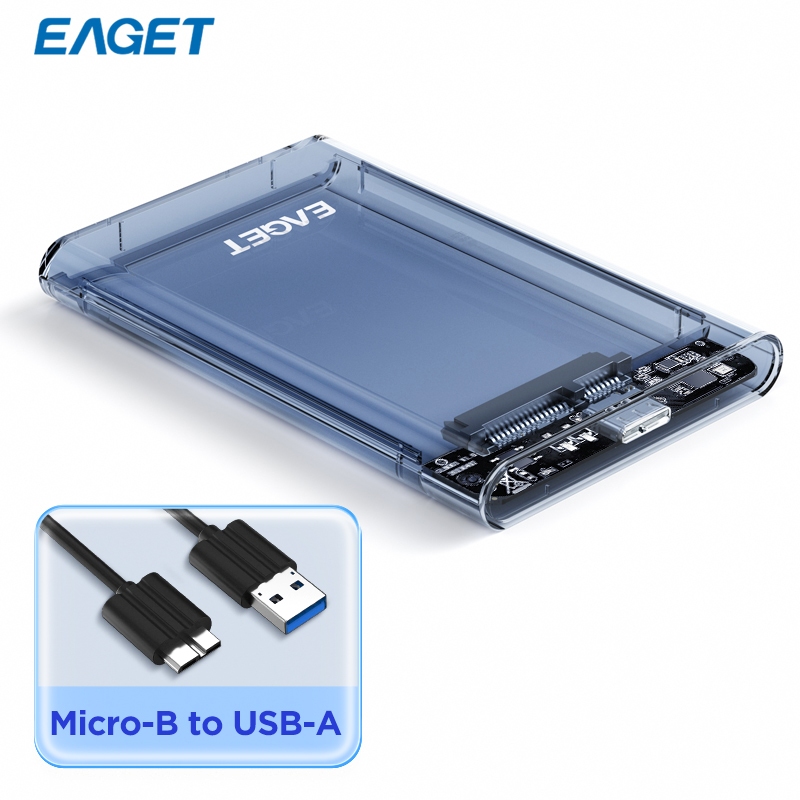 EAGET E15 2.5 inch SATA SSD & HDD Vỏ di động trong suốt có màn hình đèn thông minh (5Gbps) | BigBuy360 - bigbuy360.vn