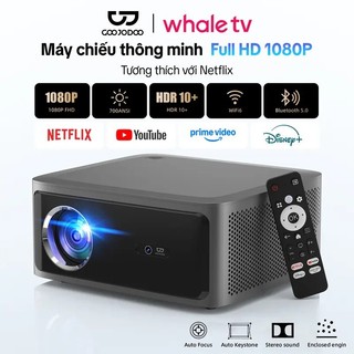  GOOJODOQ Máy chiếu chính hãng Netflix 1080P FHD 4K image 700 ANSI lấy nét tự động Wifi6 Bluetooth 5.0 Android 13 hệ thống với trợ lý giọng nói AI hình ảnh lên đến 300 inch 