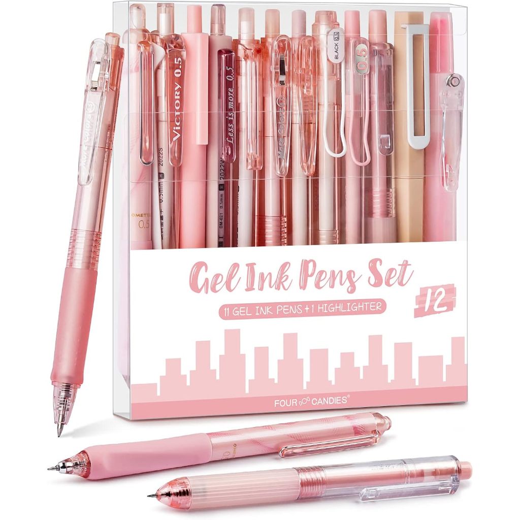 Four Candies Bộ bút mực gel màu pastel dễ thương đầu bút rút 0.5mm bút ghi chú thẩm mỹ