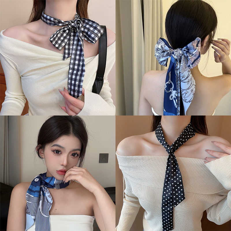 Dây thắt lưng khăn lụa in hình kẻ sọc DREJEW, thời trang cá tính