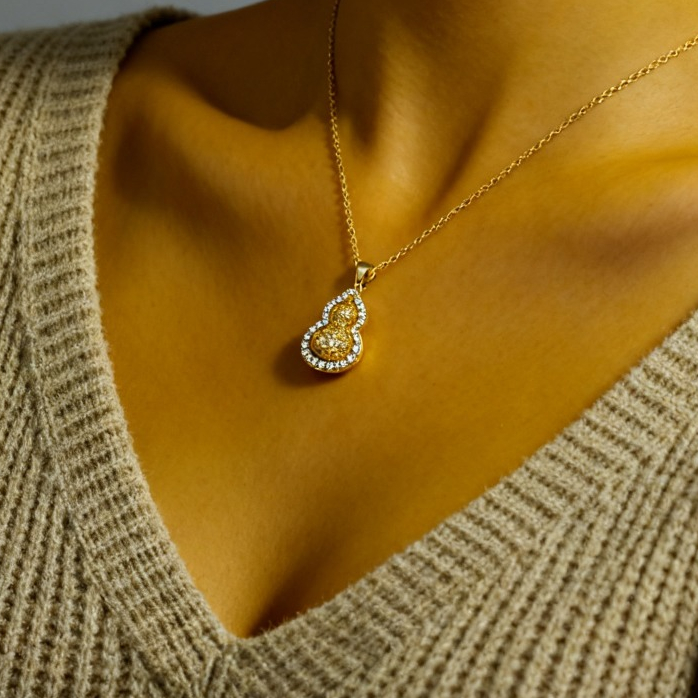 Mặt dây chuyền bầu xoay bằng bạc S925 Vòng cổ xương đòn quyến rũ may mắn S925