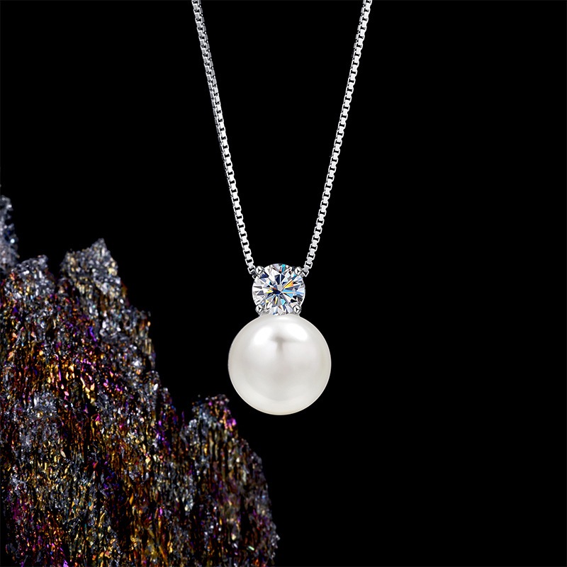 Vòng cổ xương đòn mặt dây chuyền ngọc trai nước ngọt tự nhiên bằng bạc S925. s925