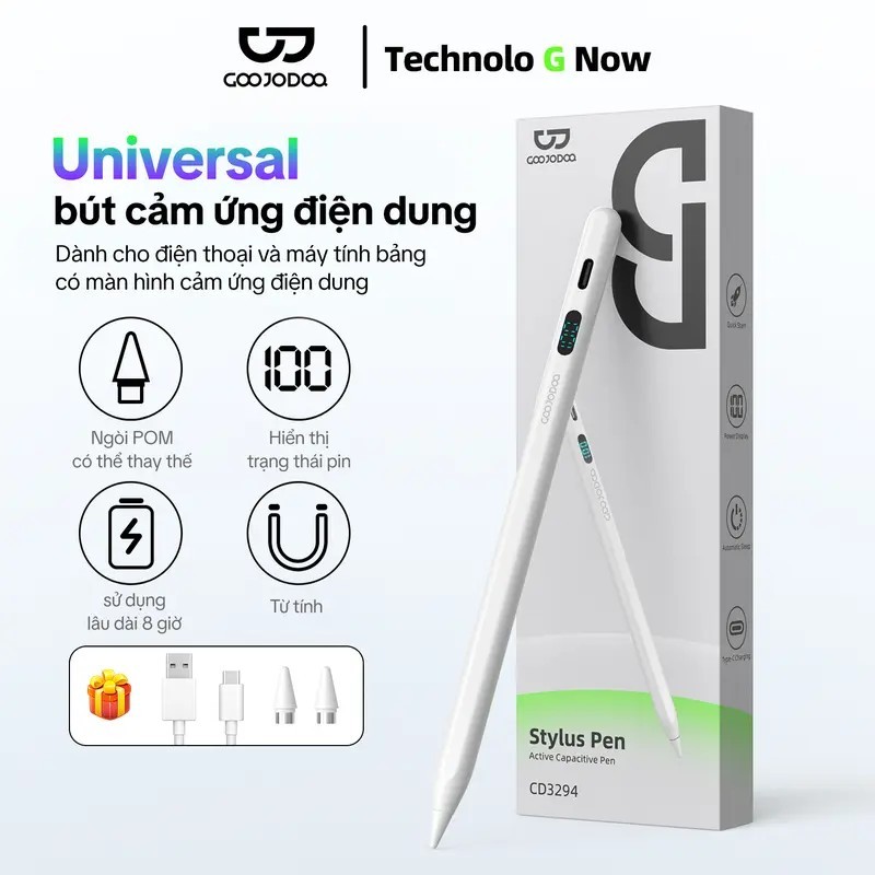 Bút cảm ứng đa chức năng GOOJODOQ có màn hình hiển thị pin, chức năng chống chạm nhầm và nghiêng, phù hợp với Xiaomi, Huawei, máy tính bảng IPAD 2018-2025 và điện thoại di động