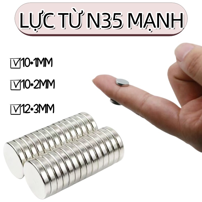 N35 Nam Châm Khối Neodymium/Từ Tính Mạnh N35/Nam Châm Trắng/Loại Đất Hiếm Siêu Mạnh N35 (Combo 20 Vi