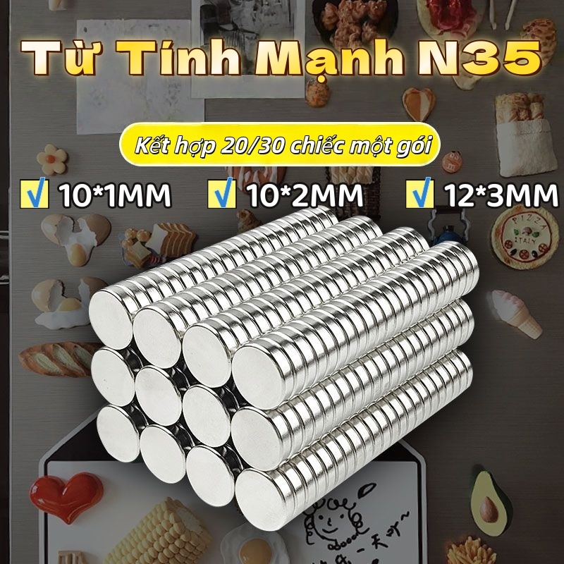 (Combo 20 Viên - 30 Viên) Lực Từ N35 Mạnh/Nam Châm Tròn Lực Từ N35/Nam Châm Vĩnh Cửu/Nam Châm Trắng Đất Hiếm