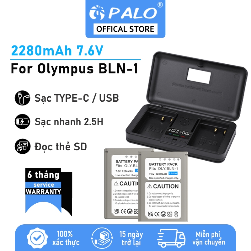 PALO Pin BLN-1 BLN1 Olympus Bộ sạc hai khe Cho Olympus EM1 EM5 EP5 M2 PEN-F