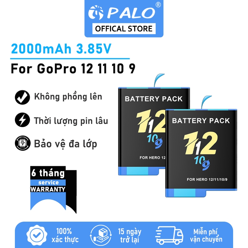 Pin máy ảnh PALO GoPro 12 / 11 / 10 / 9