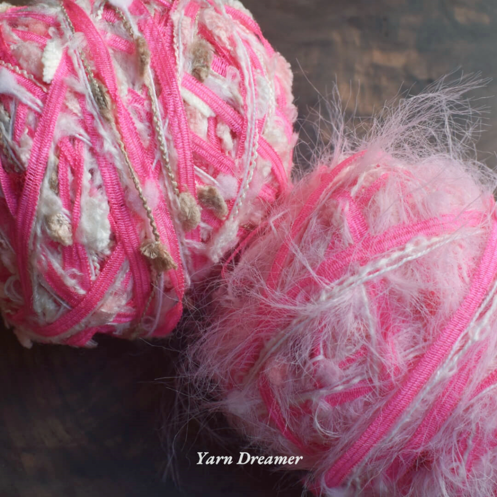 Len Bông Xù Cuộn Len Móc Túi Xách Len Lông Xù Hồng Đan Len Sợi Dệt Handmade Tự Làm Len Thanh Lý