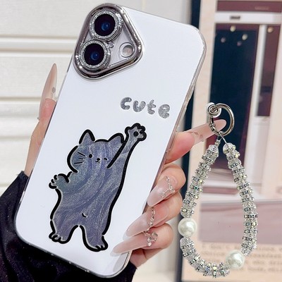 JURSUE Ốp điện thoại cứng bảo vệ chống sốc hoạt hình độc đáo có bảo vệ ống kính máy ảnh và dây đeo điện thoại cho iphone 17 Air 16 15 13 12 11 Pro Max ip 14 Plus MZ5033