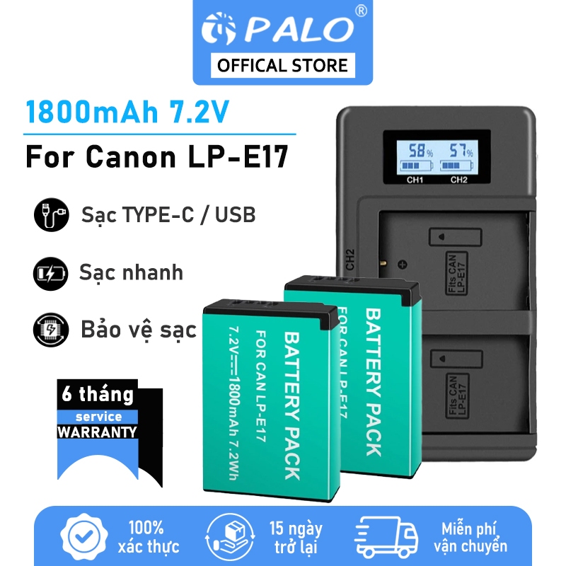 Bộ sạc pin máy ảnh PALO LP-E17 LPE17 Cho Canon EOS 77D 750D 760D 800D R50 M3 M5