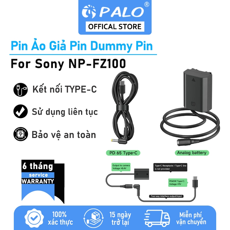 Pin Analog PALO NP-FZ100 Pin giả Sony Alpha a71ll A73 A74 A75 A7R3 A7R4 A7C