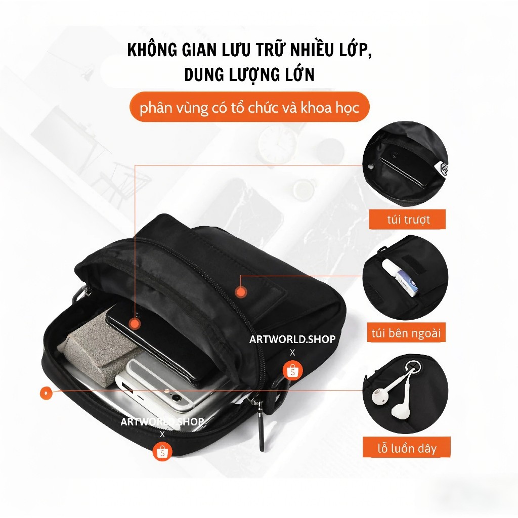 Túi chéo nam mini phong cách công sở  chất liệu Oxford bền đẹp thiết kế đơn giản nhẹ nhàng | BigBuy360 - bigbuy360.vn
