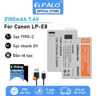  Pin máy ảnh PALO Pin USB LP E8 Canon LP-E8 EOS 550D 600D 650D 700D X4 X5 X7i X6i  Rebel T2i T3i T5i 