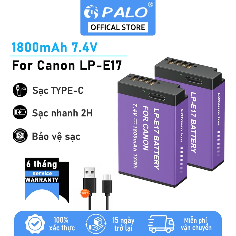 Pin máy ảnh PALO Canon LP-E17 Type-c cho Canon 750D 760D 800D KISS X8I REBEL T6S T6I