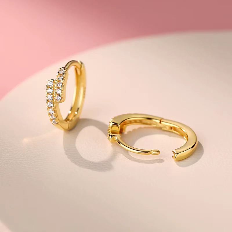 S925 Sterling Silver Double Row Earrings Earrings Sparkling và thanh lịch