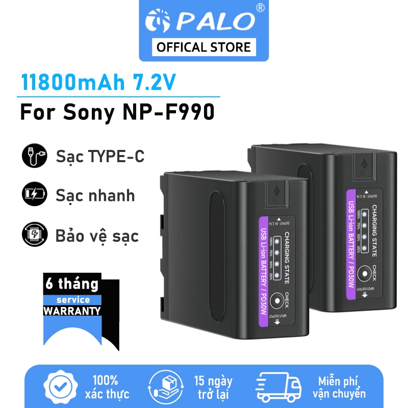 Pin máy ảnh PALO NP-F990 NP-F970/F960 F750 F550 Giải mã đầy đủ Giao diện USB Pin máy ảnh Đèn Video