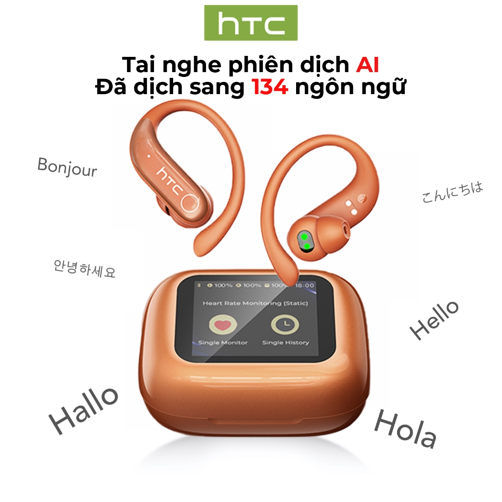HTC NE61 Tai Nghe Phiên Dịch AI Dịch thuật thời gian thực Al Smart Bluetooth 6.0 Chống ồn Tai nghe Bluetooth đo nhịp tim Tai nghe không dây Màn hình cảm ứng LED Âm thanh nổi HiFi Tai nghe nhét tai không dây | BigBuy360 - bigbuy360.vn