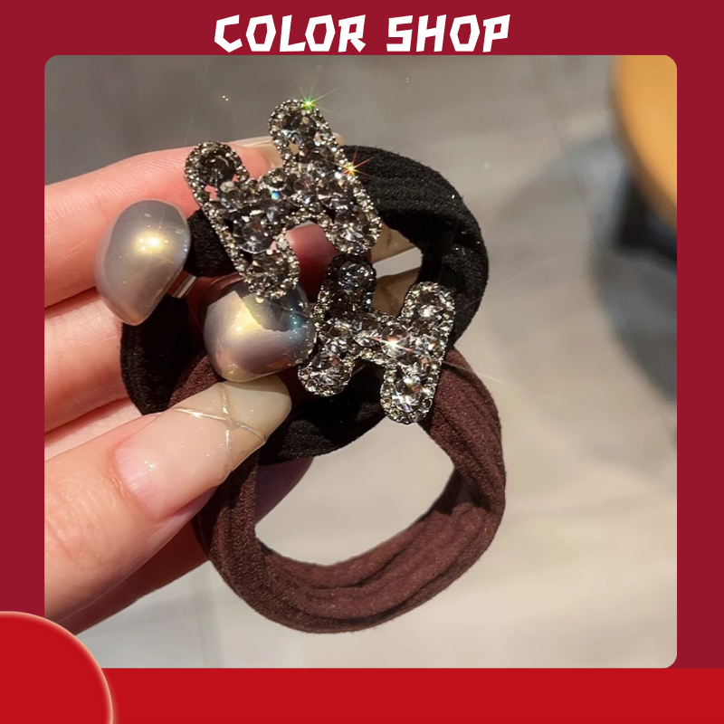 Hàn Quốc Phong Cách Mới Chữ Kim Cương Giả Ngọc Trai Tóc Đàn Hồi Cao Bền Phụ Kiện Tóc [A827]