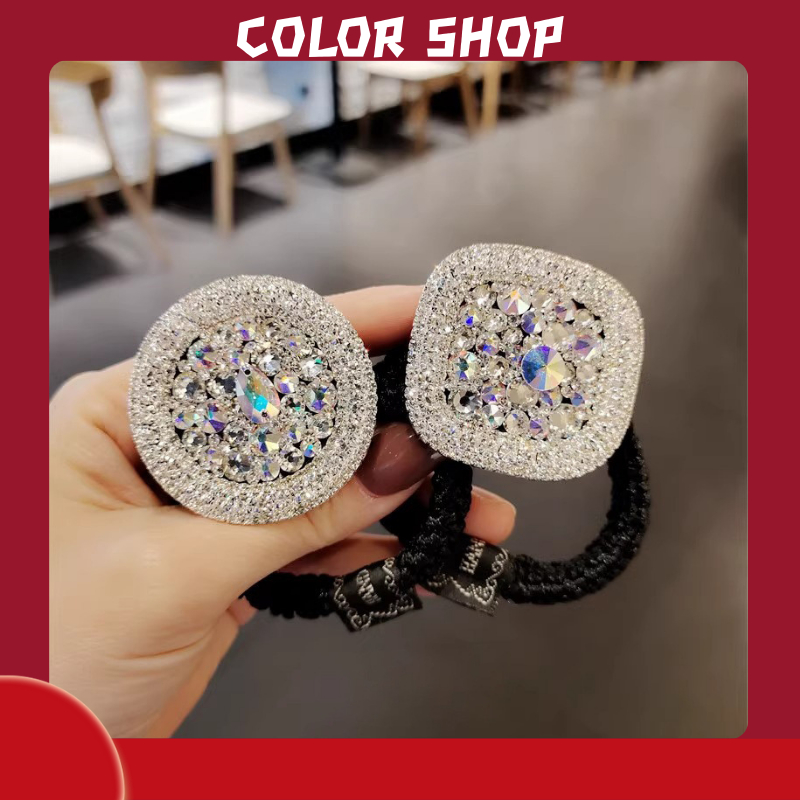 Dây buộc tóc đàn hồi cao pha lê phong cách mới Hàn Quốc [A828]