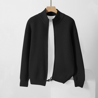  Áo len cardigan nam cổ đứng thời trang thu đông áo khoác dệt kim thường ngày có khóa kéo đôi 
