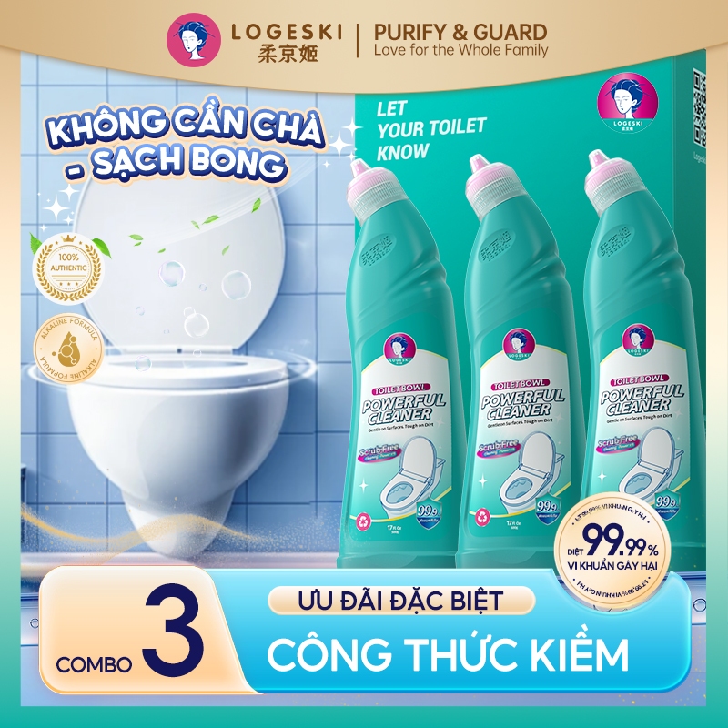 Nước tẩy bồn cầu Logeski siêu tẩy mạnh không cần chà diệt khuẩn khử mùi loại bỏ cặn bẩn cứng đầu