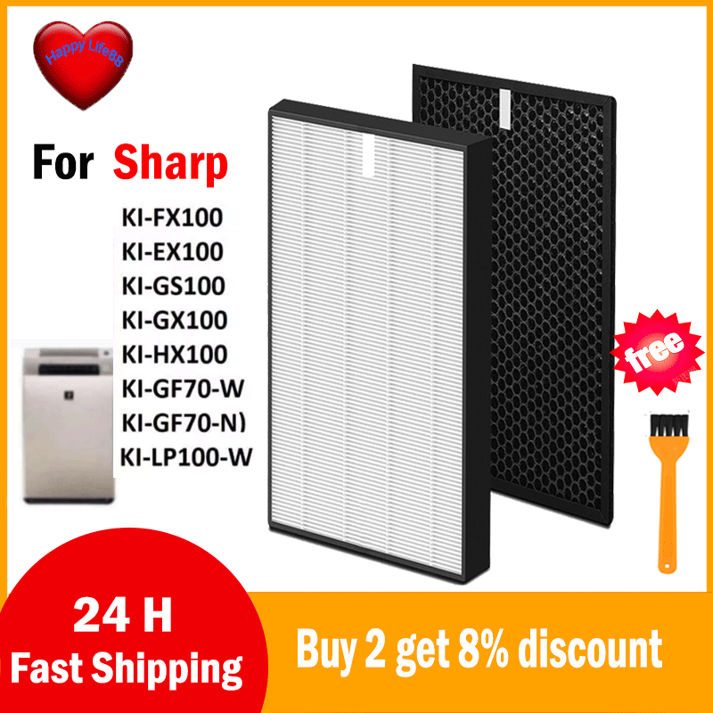 Thay thế bộ lọc HEPA và than hoạt tính Sharp H13 FZ-E100HF (KI-FX100, KI-GS100, KI-GF70-W...)