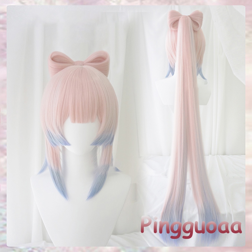 Genshin Impact Kokomi Cosplay Tóc Giả 120cm Pnk Ánh Sáng Xanh Gradient Tóc Chịu Nhiệt Tổng Hợp Tóc G
