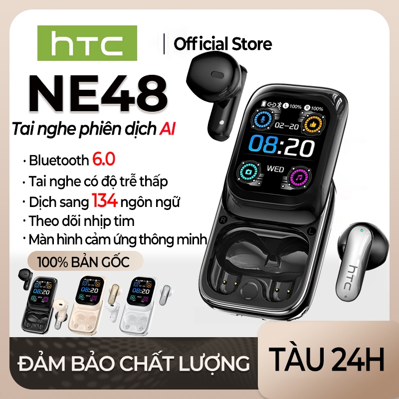 HTC NE48 Tai Nghe Phiên Dịch AI Tai nghe Bluetooth 6.0 Hỗ trợ 134 ngôn ngữ dịch Màn hình cảm ứng đa 