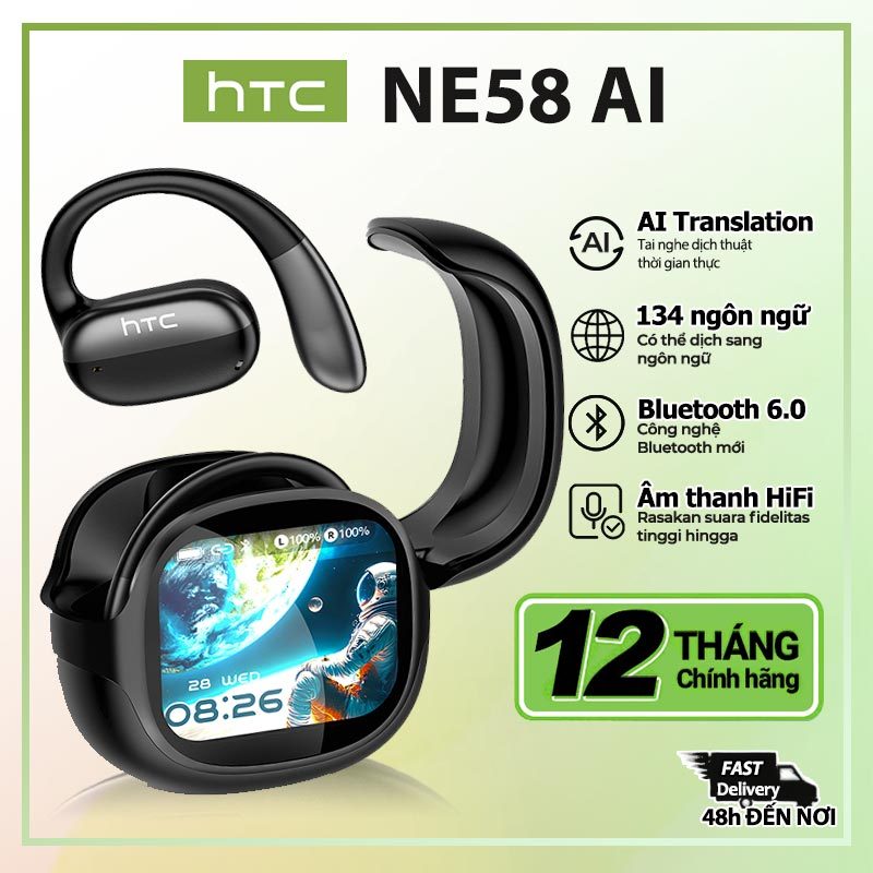HTC NE58 Tai nghe Bluetooth Tai nghe dịch thuật AI Âm thanh Hi-Fi Chống nước IPX5 Điều khiển màn hình Micrô tích hợp | BigBuy360 - bigbuy360.vn