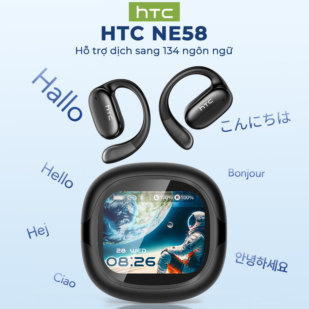 HTC NE58 Tai nghe Bluetooth Tai nghe dịch thuật AI Âm thanh Hi-Fi Chống nước IPX5 Điều khiển màn hình Micrô tích hợp | BigBuy360 - bigbuy360.vn