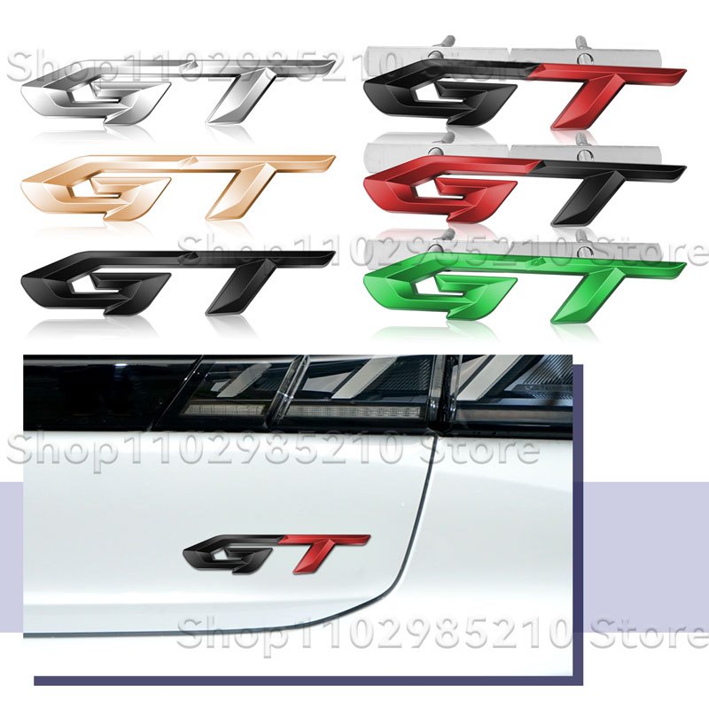 3D Kiểu Dáng Xe Kim Loại GT Logo Lưới Tản Nhiệt Trước Huy Hiệu Thân Fender Biểu Tượng Miếng Dán Dành